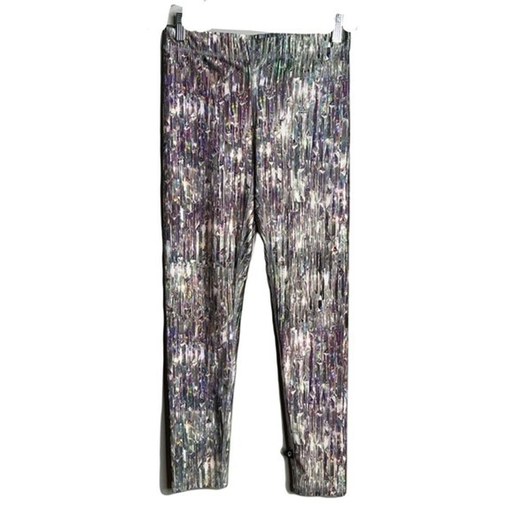 Terez Pants Womens Small Tall Band Leggings Multi Crystalized Broken Glass Print - Picture 1 of 7